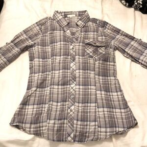 Ambiance Plaid Button Up Long Sleeve Shirt Size Small